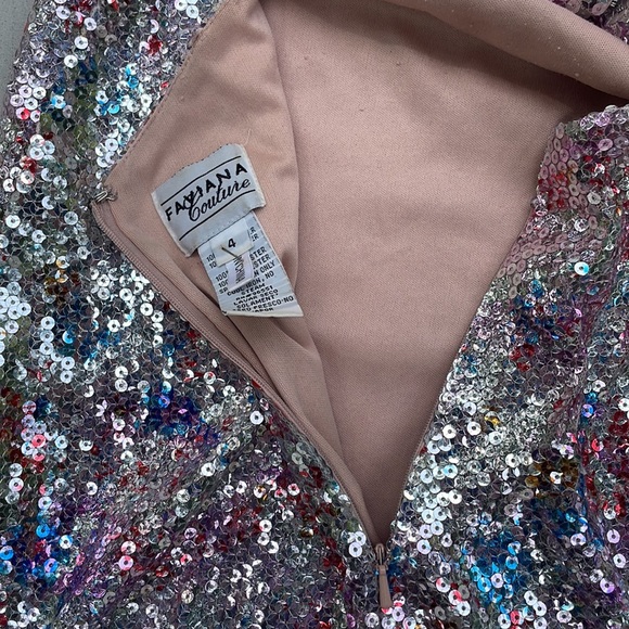 Vintage Faviana Couture Sequin Cut Out Dress - Party Dress - Sparkly - Glam Mini - Picture 6 of 7